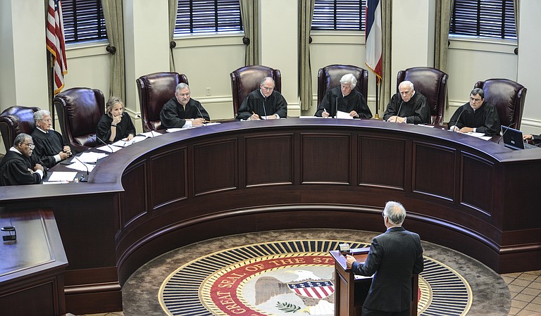 “This is a peculiar situation,” said Carey Varnado (pictured; addressing the court), an attorney for a Mississippi woman who wants to divorce her wife, considering the marriage-equality cases currently before the 5th U.S. Circuit Court of Appeals and the U.S. Supreme Court.