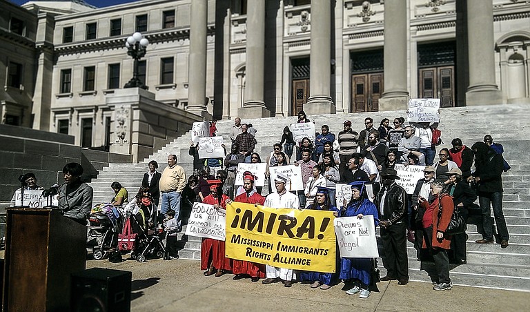 Hours before Bryant's speech, the Mississippi Immigrant Rights Alliance rallied in support of a bill that would grant in-state tuition to undocumented students.