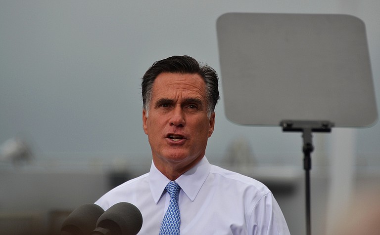 Greeted as a celebrity in the heart of the Republican Deep South, GOP's 2012 nominee Mitt Romney—who still says he's mulling another bid in 2016—talked to Mississippi State University students like a commencement speaker. Photo courtesy Flickr/Toby Otter
