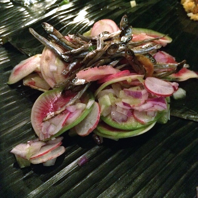 At a recent pop-up dinner, chef Yana Gilbuena introduced guests to Filipino dishes such as and a fried anchovy salad. Photo courtesy Amber Helsel