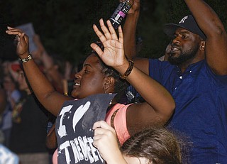 The discussion featured community organizer Brittany Gray (center), who was on the ground during recent riots in Ferguson, Mo.
