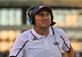 Dan Mullen spoke at this year’s Metro Jackson College Fair alongside Dak Prescott (not pictured) and Jay Hughes (not pictured).