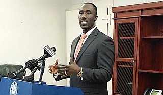 Mayor Tony Yarber at his bi-weekly media availability March 4, 2015.