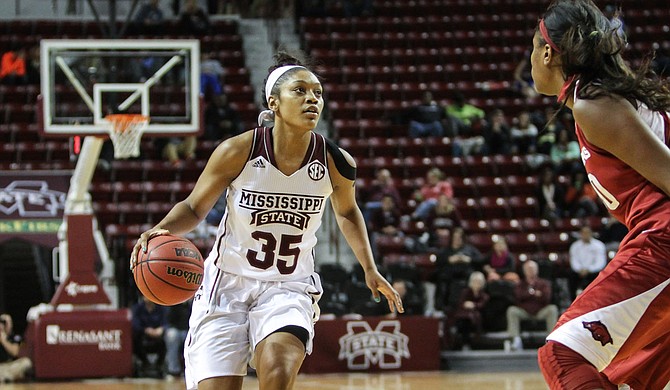 Mississippi State University women’s basketball player Victoria Vivians received the Gillom Trophy, an award that goes to Mississippi’s top female basketball player, on Monday, March 9. Photo courtesy MSU Athletics