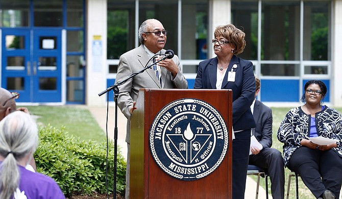 James “Lap” Baker (left) and Eddie Jean Carr (right), both members of the Jackson State University class of 1970, helped commemorate the March 15, 1970, protests that left two young men dead.