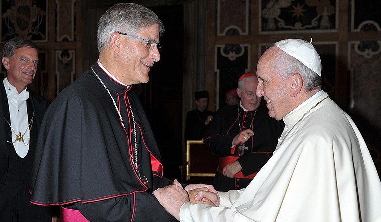 Bishop Kopacz (left) with Pope Francis (right) Photo courtesy L’Osservatore Romano, Catholic News Service