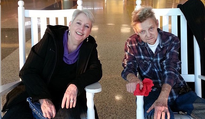 Charlene (left) and Dee Smith-Smathers (right) in the Boston Logan International Airport on their way home after getting married in Brookline, Mass. Photo courtesy Charlene Smith-Smathers 