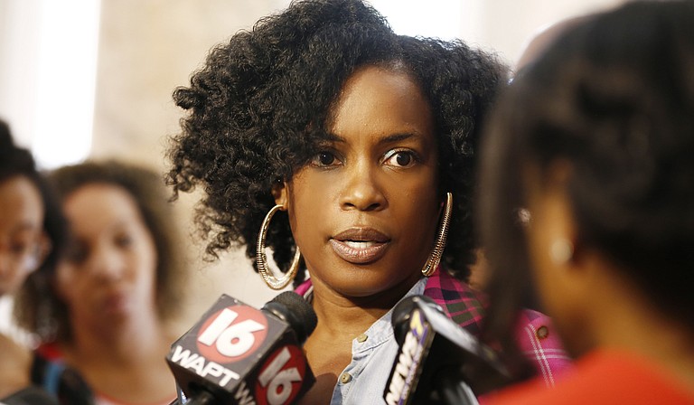 Aunjanue Ellis, who has appeared in “The Help,” “The Book of Negroes” and “NCIS LA,” calls for filmmakers to avoid her home state of Mississippi until the state flag is changed. She spoke at a June 29 flag rally at the Mississippi Capitol.