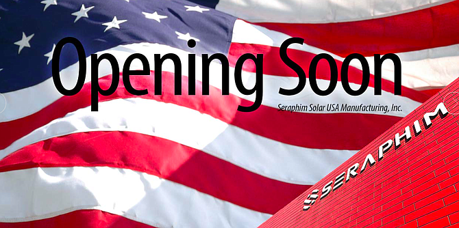 Seraphim Solar's website featured an American flag to usher in the announcement of the China-based company's new plant in Jackson.