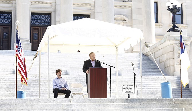 Dr. Greg Belser, the head pastor of Morrison Heights Baptist Church in Clinton, addressed around 100 supporters in support of biblical marriage on the Mississippi Capitol steps.