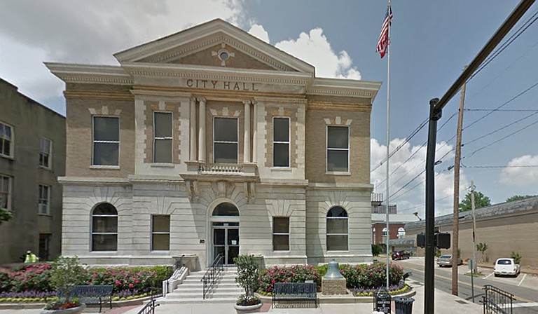 The Colombus City Council voted 6-0 Tuesday to remove the state flag from municipal property, the Commercial Dispatch reported. Mayor Robert Smith, who requested the flag removal, said he would have no problem flying the state banner again if it's changed to a "unifying" design. Photo courtesy Google Maps