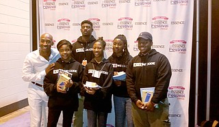 Grand Prize Winners of the #YesWeCode Essence Fest Hackathon: Devon McNeil (Provine High School), Ariel Dille (Provine High School), Rachael Griffin (Bailey APAC), Zadarius Macklin (Provine High School), Elexis Daniels (Terry High School), GECC - Sadie Harris, Provine High School Teacher - Team Chaperone Photo courtesy TECHJXN