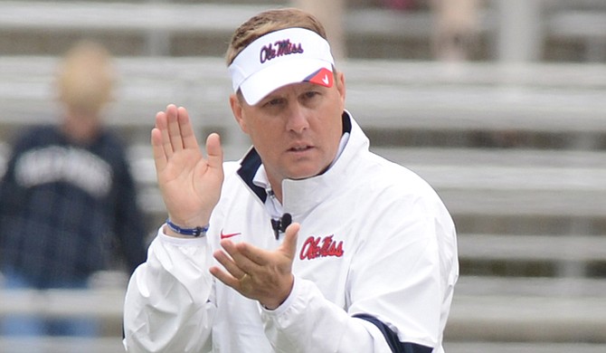 Head Coach Hugh Freeze of the University of Mississippi took a stance against the state flag in a recent interview with ESPN.com. Photo courtesy University of Mississippi Athletics