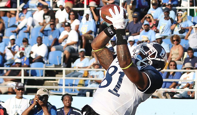 Despite good showings from players such as wide receiver Daniel Williams (pictured) on the offense, Jackson State University has had a tough run in its first three games of the season. Photo courtesy Charles A Smith