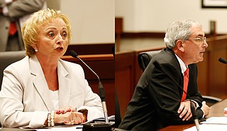 Superintendent Carey Wright (left) asked the Joint Legislative Budget Committee for $2.8 billion for the next fiscal year. Dr. David Dzielak (right) said the Mississippi Division of Medicaid has one of the lowest administrative costs in the country. 