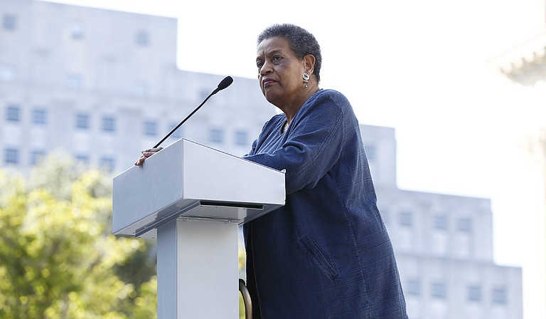 Myrlie Evers-Williams, a former NAACP chairwoman and widow of Medgar Evers, told rally participants that if Gen. Robert E. Lee recognized the divisiveness of a Confederate symbol that is a part of the Mississippi state flag, then so should Mississippians. 