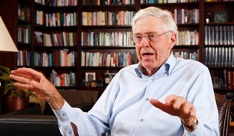 Charles Koch, CEO of Koch Industries, helped start Americans for Prosperity, an ultra-conservative national group that is funding efforts to block Initiative 42. Photo courtesy Associated Press/Bo Rader