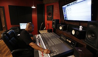 Audio engineer Leroy Jones Jr. at work in his Jackson studio, Sonic Signature.