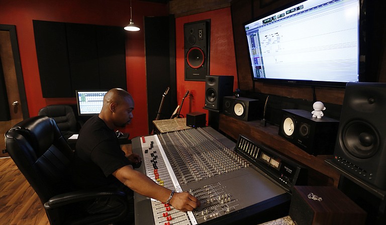 Audio engineer Leroy Jones Jr. at work in his Jackson studio, Sonic Signature.