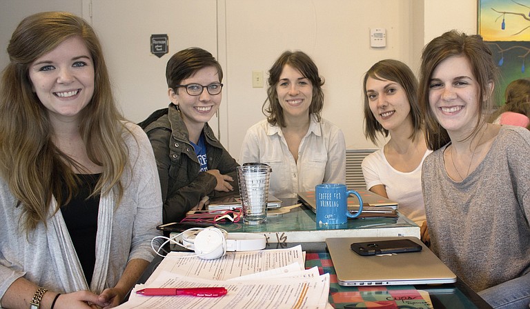 (Left to right) Katy Morgan, Olivia Coté, Kelli Gann, Shelby Parsons and Kelsey Kitch created Big House Books to provide Mississippi inmates with literature for both education and entertainment. Photo courtesy Big House Books