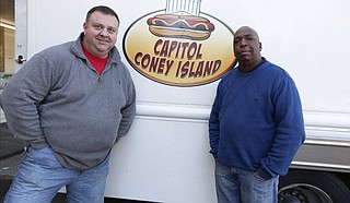 Rob Lehman (left) and Al Brown (right) began Capitol Coney Island earlier this year. Capitol Coney Island has dishes such as chili dogs. Photo courtesy Imani Khayyam/ Capitol Coney Island