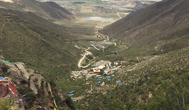 The view from Yeshe Tsogyal’s hermitage at Chimpu in central Tibet Photo courtesy Genevieve Legacy