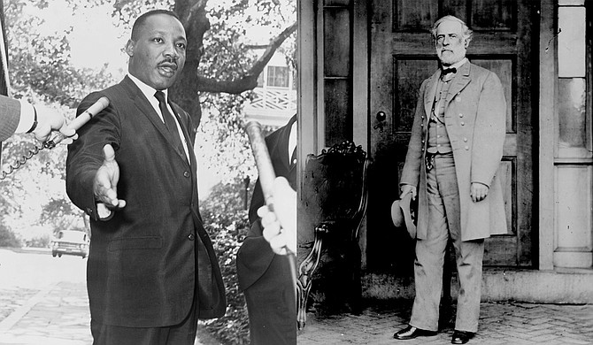 Arkansas Gov. Asa Hutchinson said Wednesday that he wants lawmakers to end the state's practice of commemorating Martin Luther King Jr. (left) and Confederate Gen. Robert E. Lee (right) on the same day. Photo courtesy Library of Congress/Dick Demarsico; Mathew B. Brady