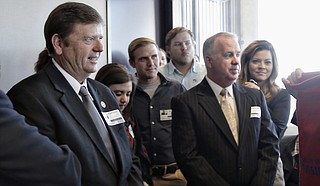  What Rep. Bo Eaton, D-Taylorsville (left), thought was a win in November by drawing a green straw has turned into a laborious court-like hearing after Republican challenger Mark Tullos (right) challenged the election results.