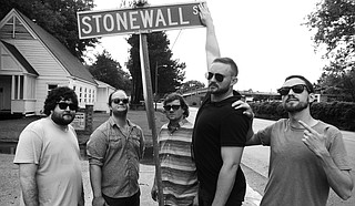 (Left to right) John David Harrison, Zac Clarke, Matthew Simonton, Andrew Brewer and Mitch Phillips of Stonewalls perform at Ole Tavern on George Street on Saturday, Jan. 23. Photo courtesy Corinthian Washington