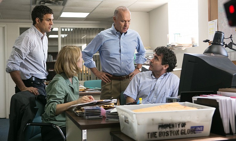 (Left to right) Mark Ruffalo, Rachel McAdams, Michael Keaton and Brian d’Arcy James star in the Oscar-nominated film “Spotlight,” based on a story with a real-life connection to Jackson. Photo courtesy Open Road Films