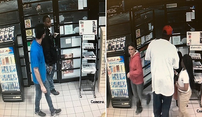 The Jackson Police Department released video surveillance photos of two individuals of interest in Saturday night's shooting that left one man dead and another wounded. Photo courtesy Jackson Police Department