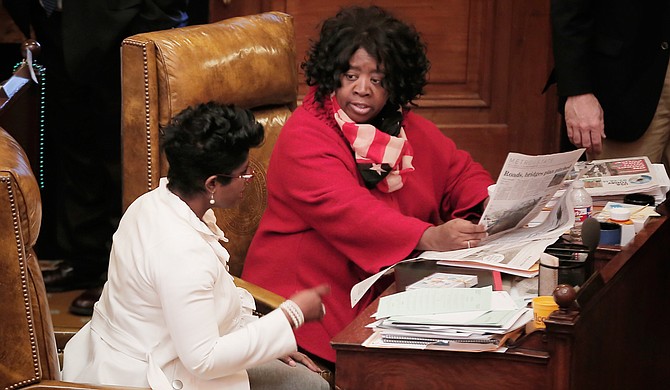 Rep. Adrienne Wooten, D-Jackson (left), and Rep. Omeria Scott, D-Laurel (right), both spoke against Senate Bill 2238 targeting Planned Parenthood, which doesn't perform abortions, and now the state's only abortion clinic.