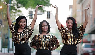 (Left to right) Amira Carey, Elisha Roberts and Monica T. Shepherd perform as Motown-inspired singing trio Love Notez.