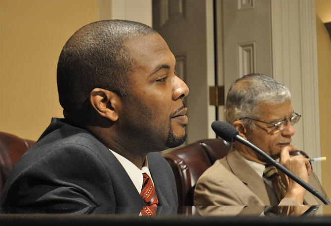 Synarus Green (left) was Mayor Chokwe Lumumba's chief administrative officer. Now he's running for the Mississippi Legislature. The late mayor is pictured on the right. 