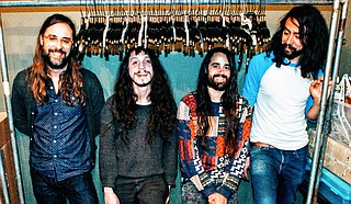 (Left to right) Curtis Roush, Joseph Mirasole, Jack O'Brien and Edward Braillif of The Bright Light Social Hour perform for the Cathead Birthday Jam on Saturday, May 21, at the Cathead Distillery. Photo courtesy Nicole Fara Silver