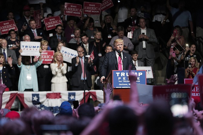 Republican presidential nominee Donald J. Trump stopped in Jackson, Miss., Wednesday night for a fundraiser and a rally at the Mississippi Coliseum.