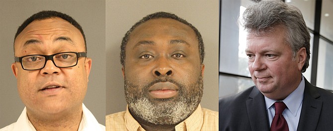 Hinds County District Attorney Robert Shuler Smith (left) is trying to get Christopher Butler (center) out of jail. Attorney General Jim Hood (right) had Smith arrested for his methods. Mugshots courtesy Hinds County Sheriffs Department/Hood photo by Imani Khayyam