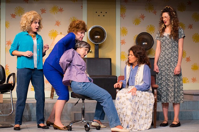 (left to right) Jessica Wilkinson, Laurie Pascale, Viola Dacus, Wendy Miklovic and Taylor Galvin star in New Stage Theatre's current production of "Steel Magnolias," which runs Sept. 13-18 and 20-25. Photo courtesy New Stage Theatre