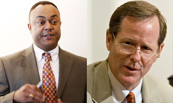 Hinds County District Attorney Robert Shuler Smith (left) may have used subpoenas as a way to force Circuit Court Judge Jeff Weill (right) to recuse himself from Christopher Butler’s cases, one lawyer says. Smith is under felony and misdemeanor indictment for his actions.