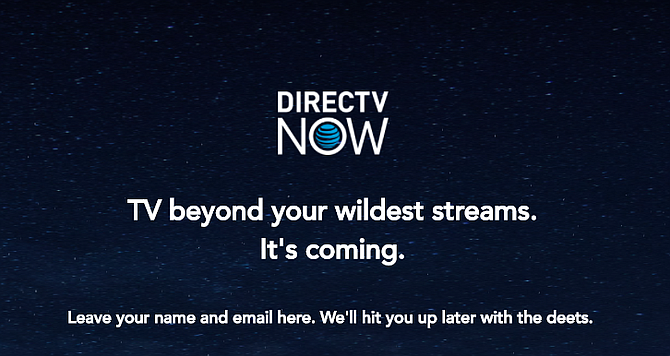 DirectTV Now will be formally announced on November 30, 2016. (Screencap: directvnow.com)