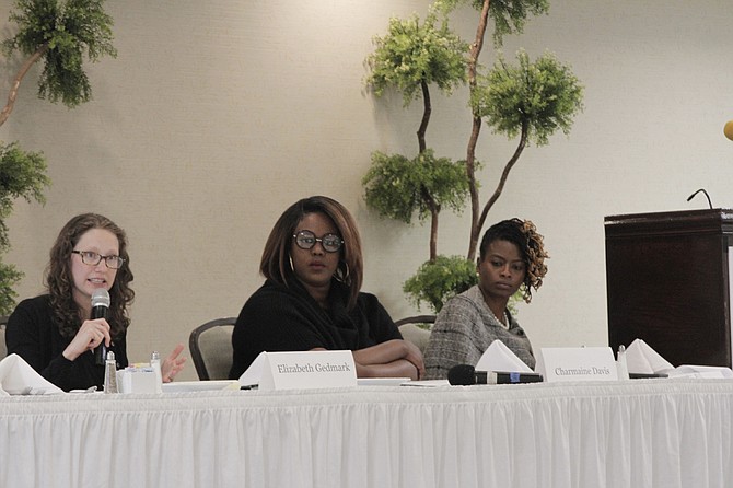 Elizabeth Gedmark (left), Charmaine Davis (middle) and Cassandra Welchlin (right) discussed women’s workplace rights, the pay gap and what is ahead for 2017 at the Women’s Economic Security Summit on Dec. 2.