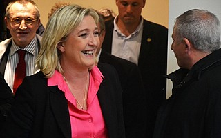 Marine Le Pen, of the historically racist and anti-Semitic National Front party in France, sees a "moral boost" for anti-immigrant and protectionist policies in the success of Donald Trump and Brexit.