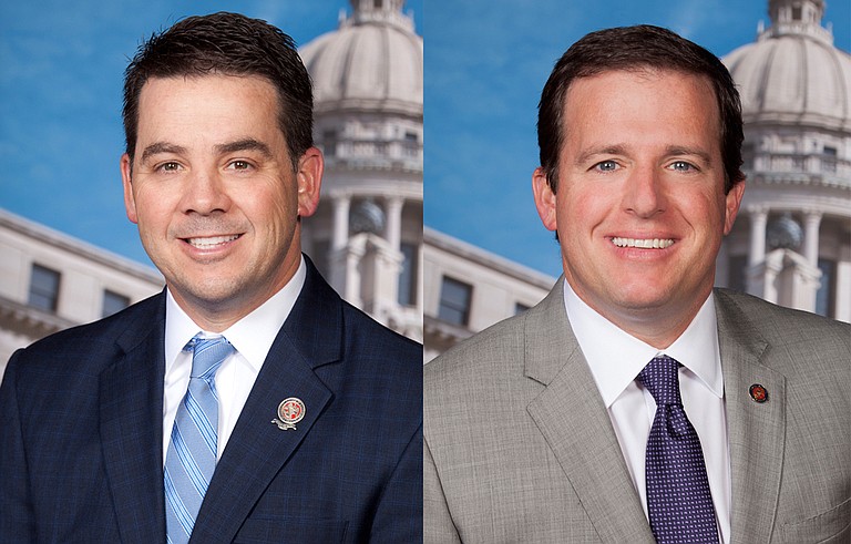 Rep. Chris Brown, R-Nettleton (left), and Rep. Josh Harkins, R-Flowood (right), have authored bills to enhance the state’s fraud prevention for those on Medicaid, SNAP or TANF benefits or looking to apply. Photo courtesy MS Legislature