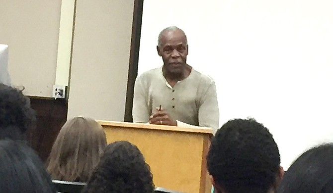 Danny Glover speaks in Oxford. Photo courtesy Joe Atkins