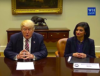 Donald Trump speaks at a Women in Healthcare panel hosted by Seema Verma, administrator of the Centers for Medicare and Medicaid Services.