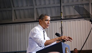 President Donald Trump is expected to sign an executive order Tuesday aimed at moving forward on his campaign pledge to unravel former President Barack Obama's (pictured) plan to curb global warming. Photo courtesy Flickr/Daniel Borman