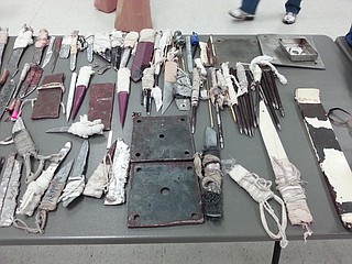 Mississippi Department of Corrections officials found a large number of shanks in a shakedown at Wilkinson County Correctional Facility, one of the state's three private prisons. Photo courtesy MDOC