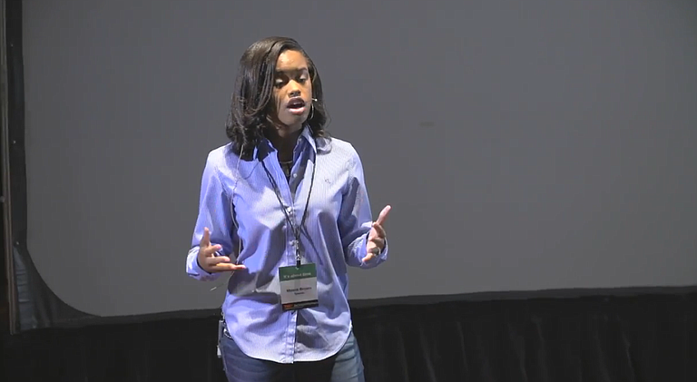 Jim Hill High School sophomore Maisie Brown, 15, is moderating the Youth Mayoral Forum on April 17 at Provine High School. Here she presented a TEDx Women talk in Jackson on media in October 2016. Photo courtesy YouTube