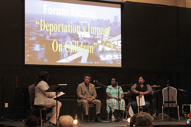WLBT anchor Maggie Wade moderated a panel of Mississippians who work with immigrant communities about how deportations affect children on Tuesday, April 18 at the Fondren Church gym.