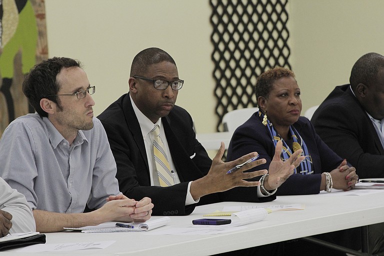 From left: JPS board members Jed Oppenheim, Rickey Jones and President Beneta Burt make up half of the JPS school board, which needs to fix several district policies before June 30 to keep the state from taking over the district.